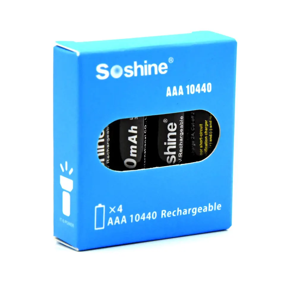 4 шт. Soshine 10440 350 мАч 3,7 В литий-ионная аккумуляторная батарея с tab точечной сварки батареи