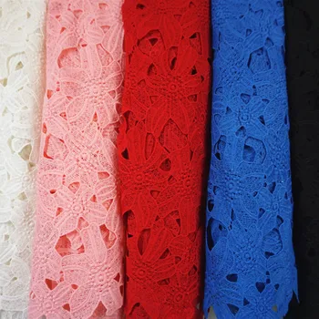 

2Yards Leaf Nigerian Lace Fabrics For Wedding Dress Pink African Cord Lace Fabrics Red Blue French Guipure Lace Sewing Material