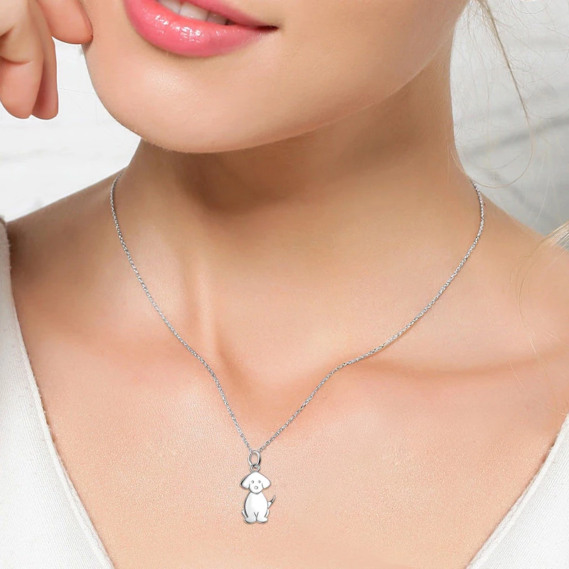 Fashion-Women-Cute-Puppy-Pet-Pendant-925-Sterling-Silver-Lovely-Animal-Collier-Statement-Necklaces-Birthday-Gift