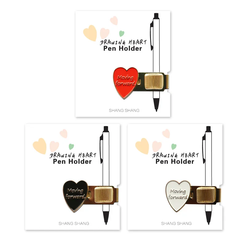 

Dokibook Red Heart Pen Holders Gold Metal Spring Pen Clip Penholder For Notebook Diary Book Accessories Cute Kawaii Stationery