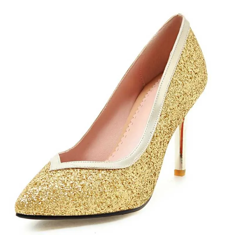 

DoraTasia Big Size 32-43 Sexy Women Pumps Thin High Heels Pointed Toe Less Platform Party Wedding Pump Shoes
