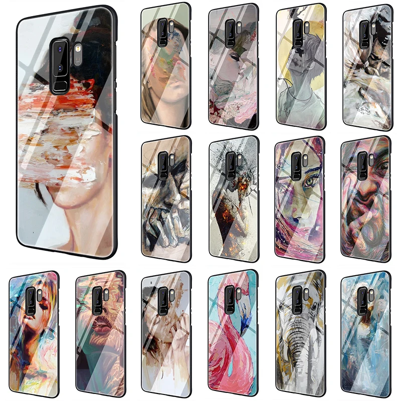 

Trippy Art Painting Tempered Glass soft phone case for Samsung Galaxy S7 Edge S8 S9 S10Note 8 9 10 Plus A10 A20 A30 A40 A50 A60 A70