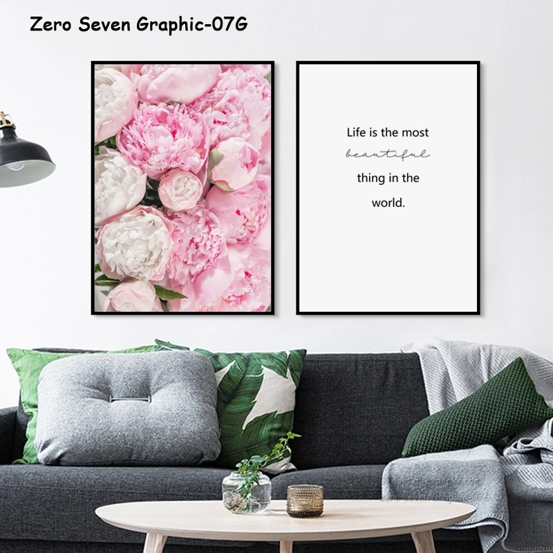 

Nordic Elegant Fresh Peony Flowers Canvas Poster And Print Pink Blooming Wall Art Picture For Salon Living Room Home Decoration