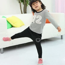 Newest Smile Pattern 1 6Y Kids Baby Girl Harem Pants Cotton Sports Long Pants Trousers