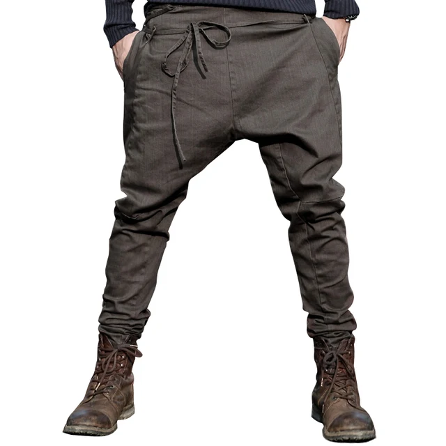 2016 Free shipping men's new Autumn unique waist rope skinny pants men fashion casual pants