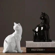 Геометрическая кошка оригами скульптура абстрактное искусство животных статуя изделия из смолы украшения искусство домашнего интерьера L3162