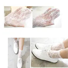 Модные белые кружевные женские носки с цветочным рисунком, тонкие летние носки, ретро милые Полые Носки