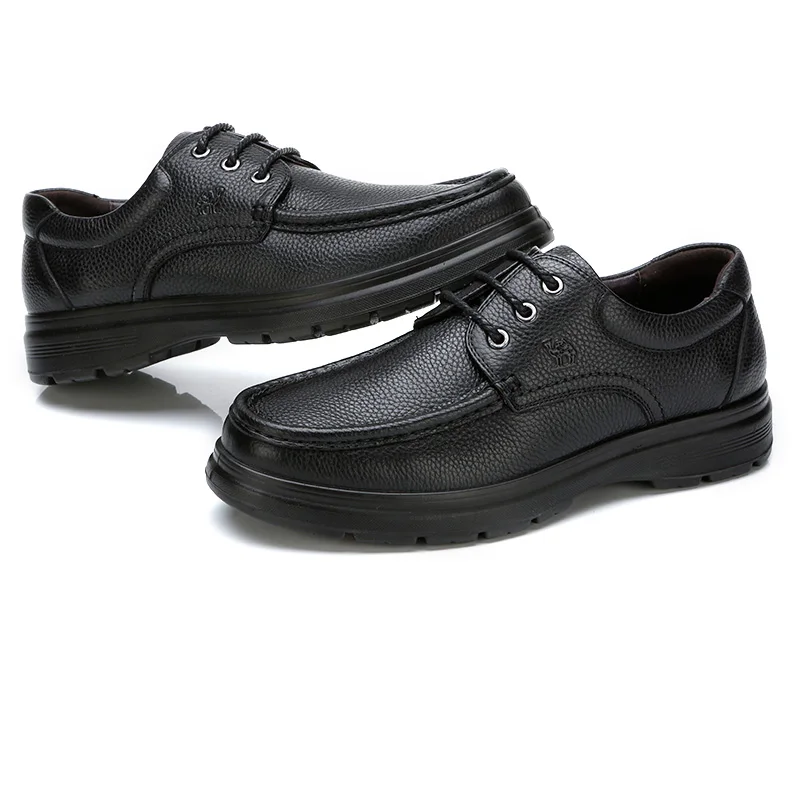 CAMEL Business Men's Shoes Autumn Casual Lace-up Comfortable Wearable Genuine Leather Flats Cushioning Non-slip Father Footwear