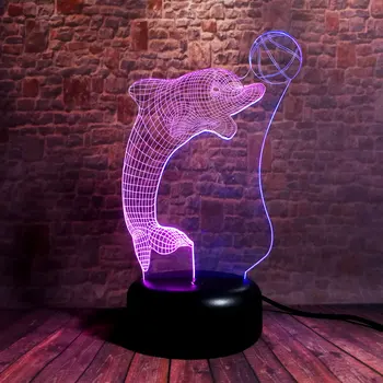 

Playing Dolphin Model 3D Nightlight LED Mixed Color Light Kawaii Dolphin Animal Figure Toys