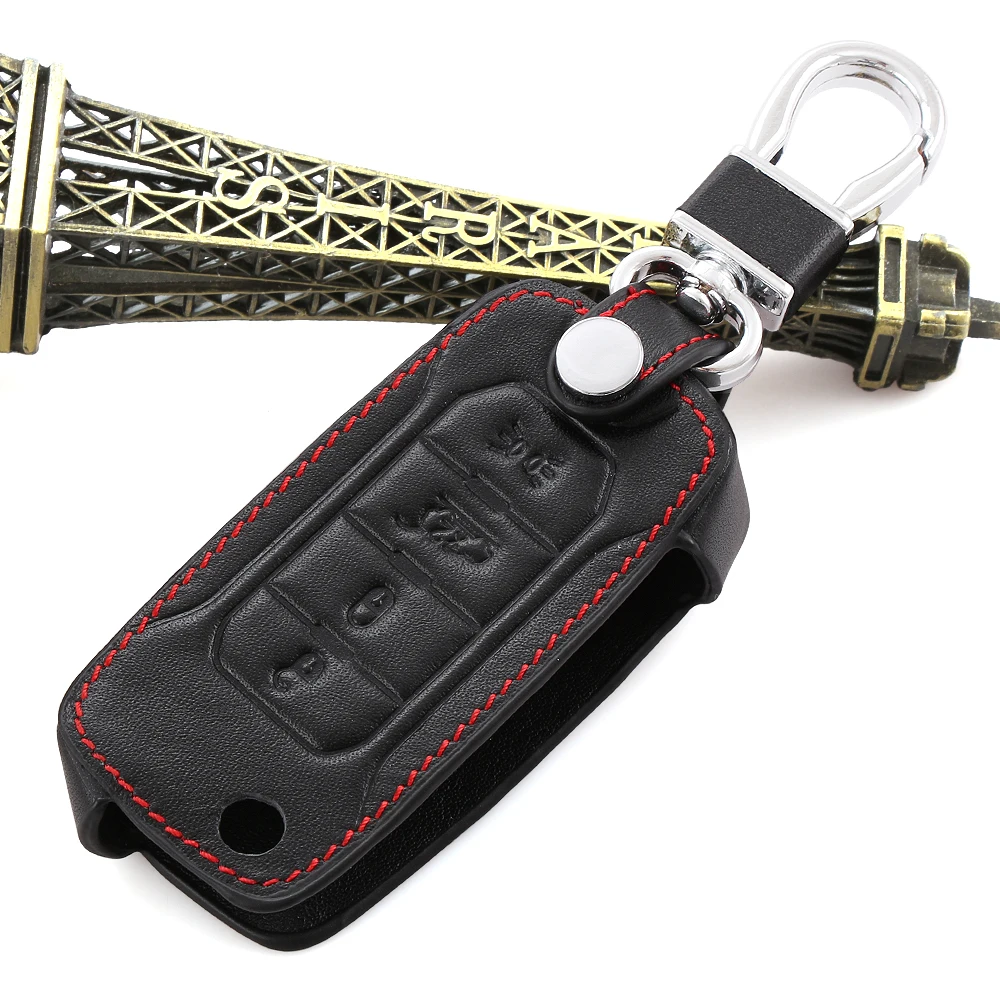 

Leather Car Key Cover Key Case Car Accessories for Jeep Renegade 2016 Car-styling
