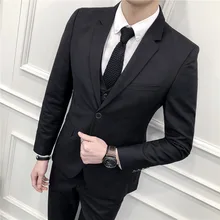 Блейзеры+ брюки+ жилет) классический мужской Королевский синий Свадебный Жених носить Мужская мода бизнес сплошной цвет костюм M-4XL