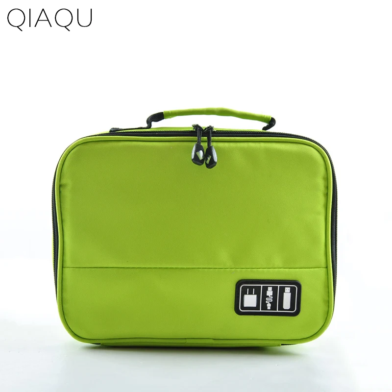 QIAQU High Quality Electronic Accessories Nylon Mens Travel Bag Organizer For Date Line SD Card USB Cable Digital Device Bag