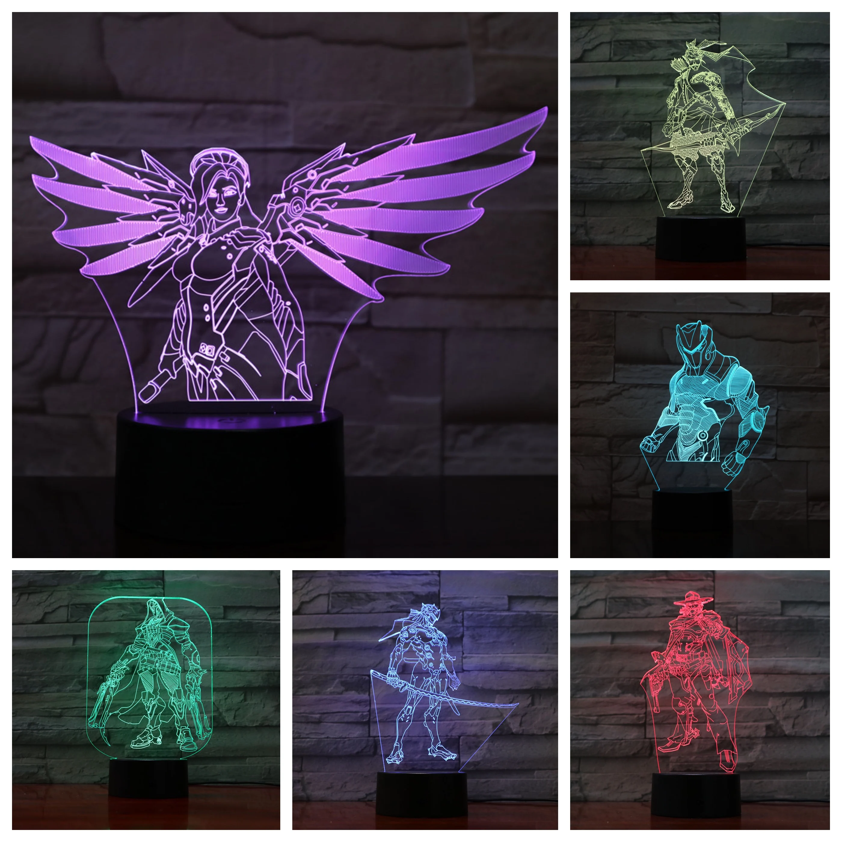 

Game Overwatch 3D Lamp Table Bedroom Action Figure Decorative Lamp 7 Color Changing Dropshipping LED Night Light Home Decor