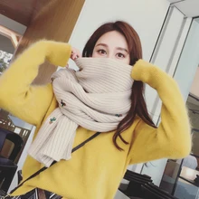 Модный корейский теплый шарф с вышивкой кактуса, зимний удобный вязаный толстый большой длинный простой мягкий шарф для пары