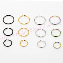 Кольца для пирсинга в носу, 22 г, 8 мм, популярные неоновые украшения для пирсинга, 200 шт./лот,, смешанные цвета, сталь, гнущиеся