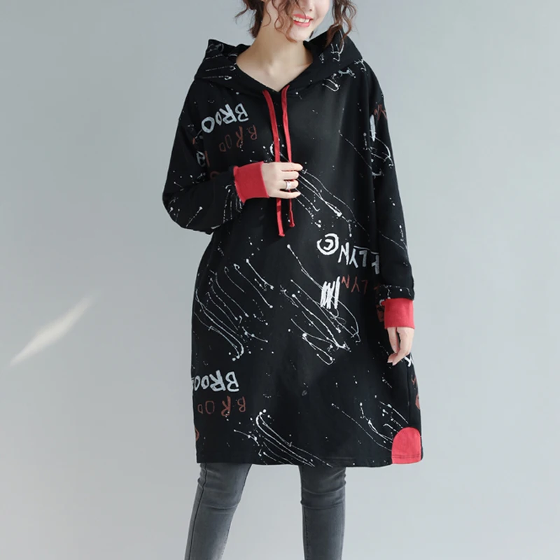 Saiqigui autumn winter Casual loose Women long Hoodies