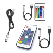 Цветная(rgb) Светодиодная лента 12/5/24В USB и ИК-пульт дистанционного управления RF 3/17/пульт ДУ с 24 кнопками Беспроводной светодиодный контроллер для 5050/3528 Светодиодный светильник полосы