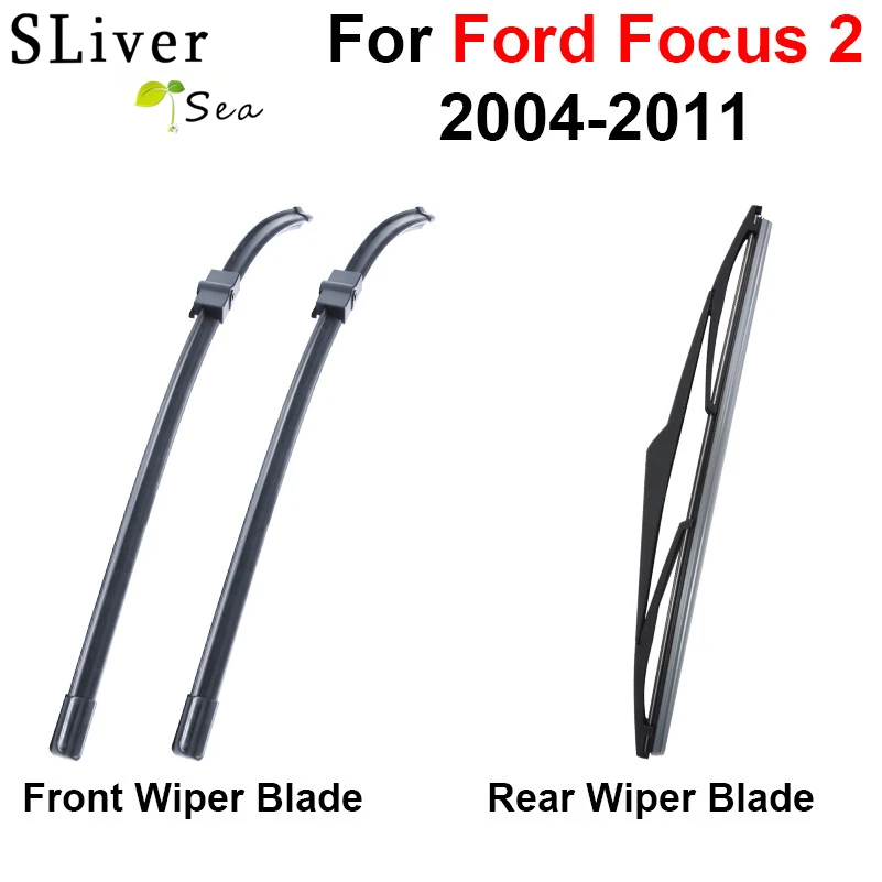 

SLIVERYSEA Front and Rear Wiper Blade For Ford Focus 2 26''+17'' 2014-2011 Natural Rubber Windscreen CPA2