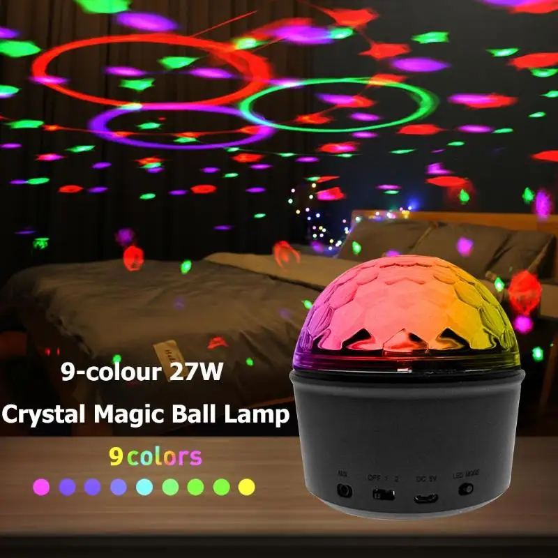 

9 Colors Crystal Magic Ball LED Stage Lamp Disco DJ KTV Party Decor Light