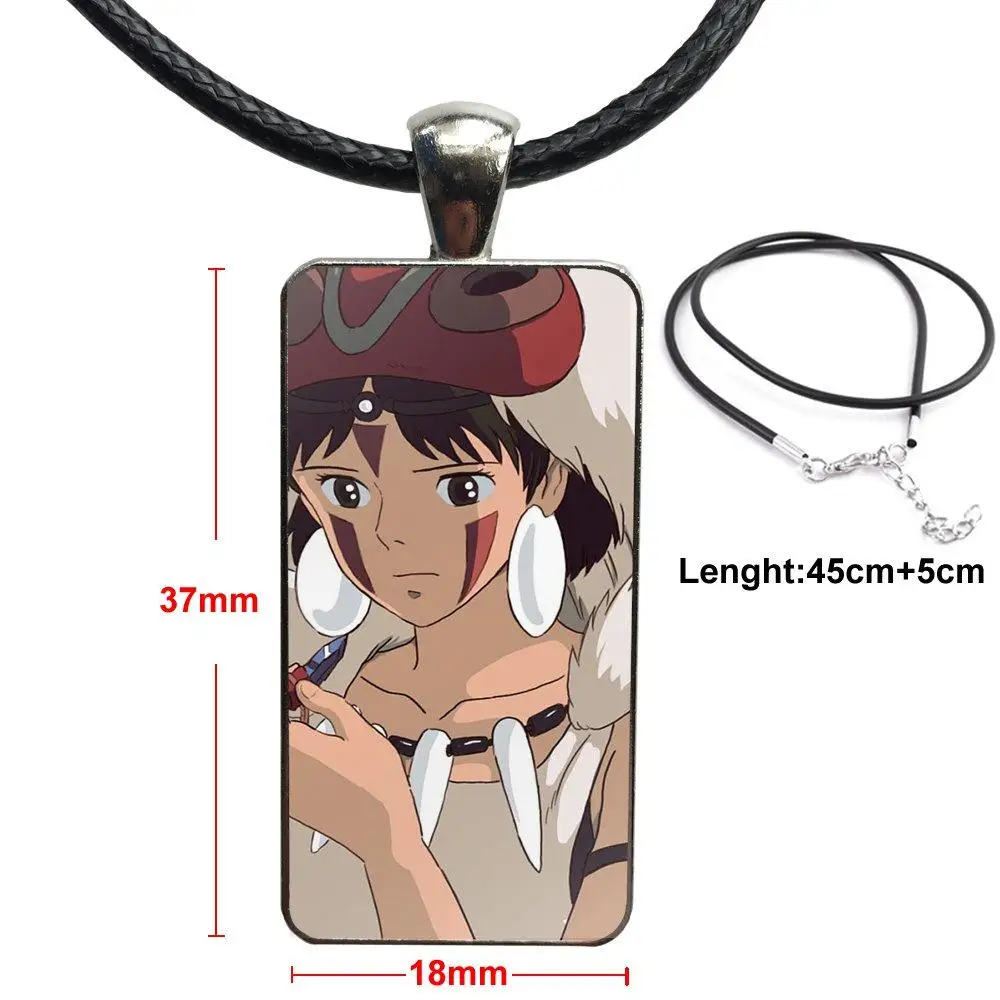 

Classic Anime Princess Mononoke Necklace Fashion Long Chain With Rectangle Necklace Jewelry For Unisex Party Gift