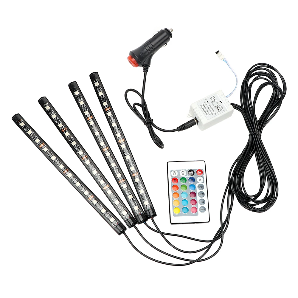 ITimo 12 LEDs Car Interior Lights With Remote Control Atmosphere Lamp Decorative Lamp Led Strip