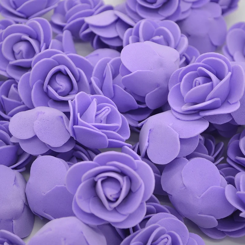 50 шт./лот, 3,5 см, разноцветные Искусственные цветы из пенополиэтилена для свадьбы, коробка ручной работы, украшение для дома, сделай сам, венки, принадлежности - Цвет: purple 50pcs