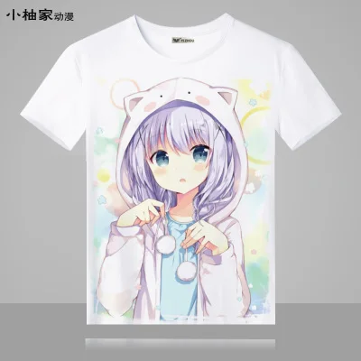 

Anime Is the order a rabbit Cosplay Summer Short Sleeve Round neck Print Student Men and Women T-shirt