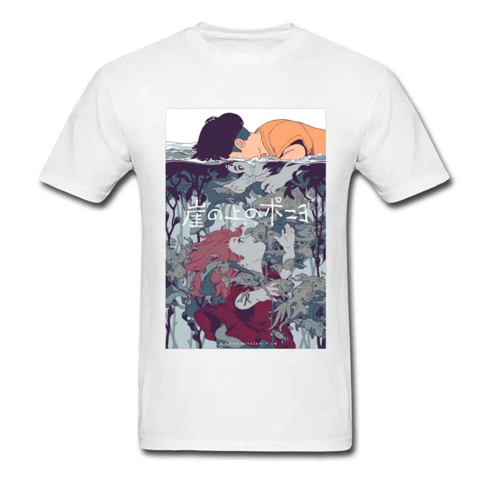 Ponyo 9385 All Cotton Print Tees 2018 Fashion Short Sleeve Men T-Shirt Normal Mother Day T Shirt Round Neck Top Quality Ponyo 9385 white