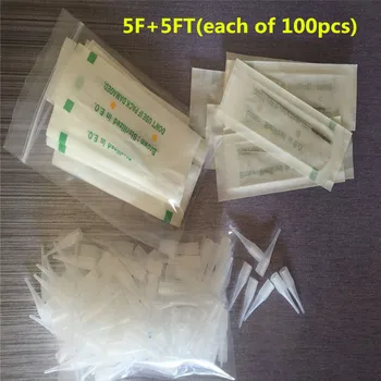 

Disposable Permanent Eyebrow Makeup Needles caps 100pcs 5Fneedles and 100 pcs 5FT Tips(4mm) kits Supply