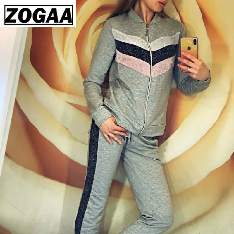 ZOGGA Loose Casual Women Casual Suits 2 Pieces Spring Women Suit Fashion Long Top and Pant Sweatsuit for Mountain Climbing'Girls