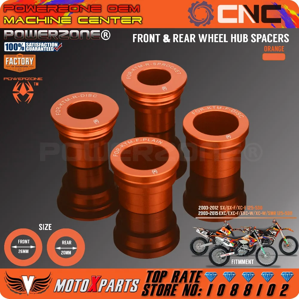 PowerZone спереди Распорки ступицы заднего колеса для KTM SX F EXC XCF EXCF EXCW SMR 125 250 300 350 400 450 525 530 для мотокросса МХ, Enduro