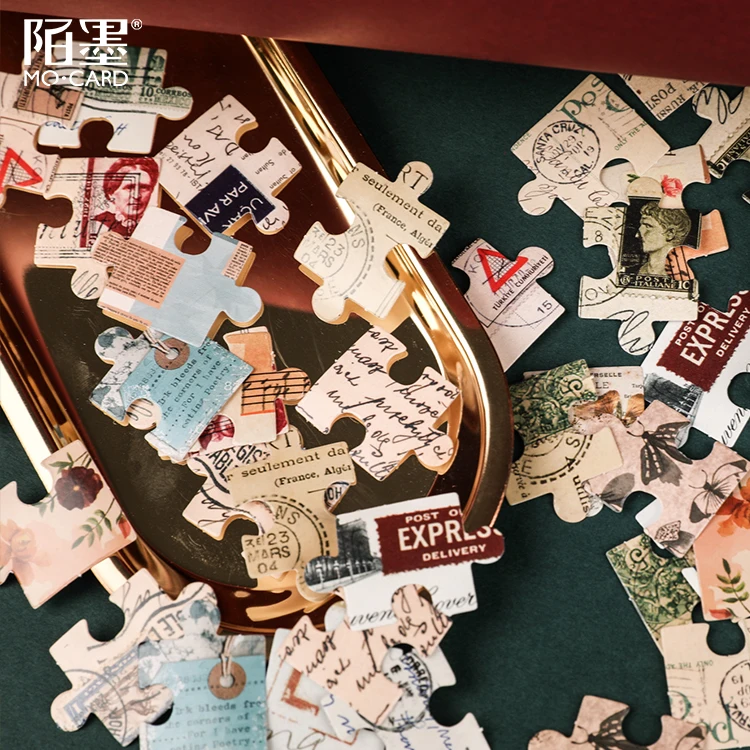 

46pcs/box vintage Retro Jigsaw Cute Boxed Kawaii Stickers Planner Scrapbooking Stationery Japanese Diary School Supply Stickers