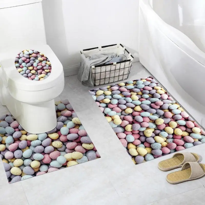 3D ПВХ ванная комната противоскользящие самоклеющиеся DIY водонепроницаемый Туалет пол наклейка для домашнего ванной унитаза крышка коврики коврик