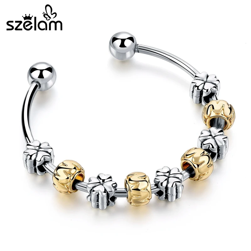 

Szelam Vintage Jewelry Ladies Gold Bangles For Women Diy Beads Bracelets Bangles Pulseras Mujer Pulseras SBR160171