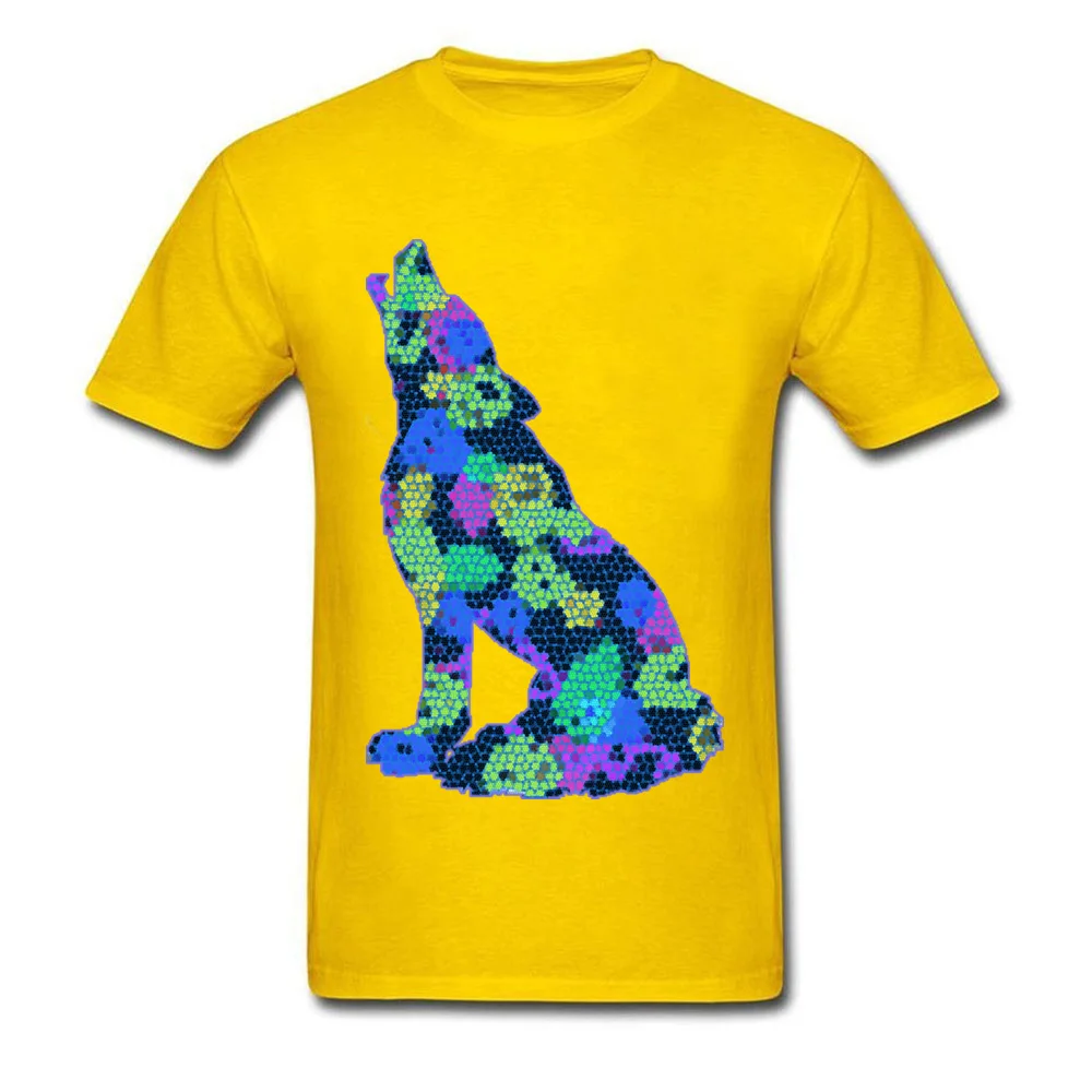 2018 Hot Sale Men Tops & Tees mosaic wolf Hip hop T-shirts 100% Cotton Short Sleeve Classic Tops Tees O-Neck Wholesale mosaic wolf yellow