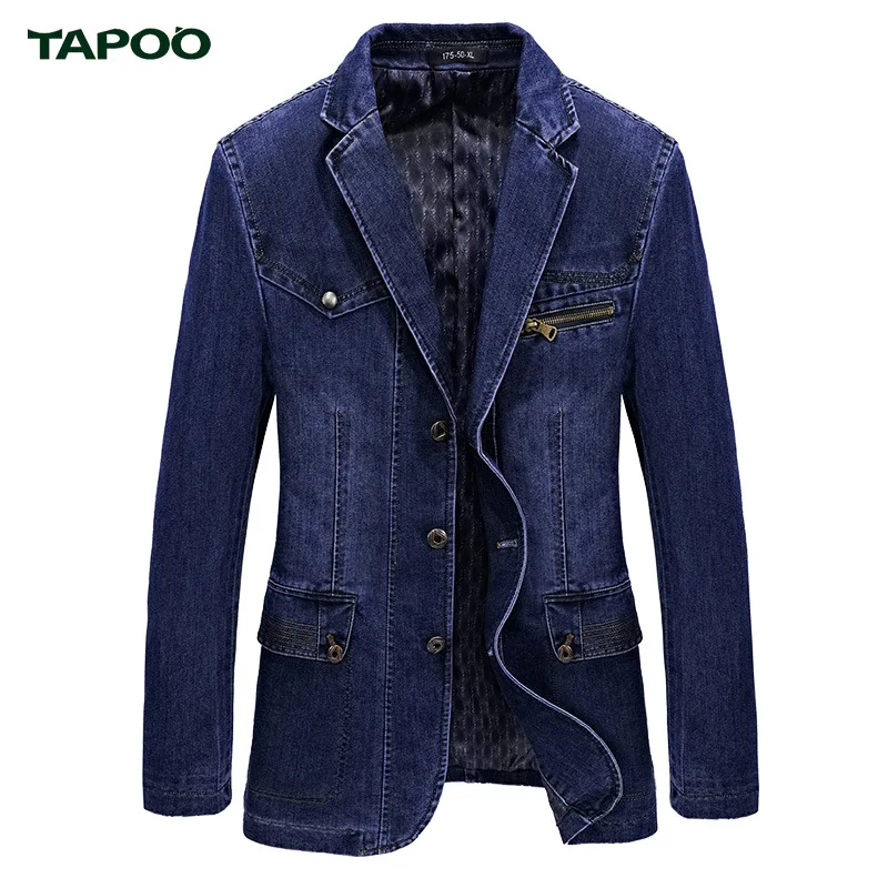 2017 Spring Autumn Brand Men Blue Denim Blazer Clothes High Quality
