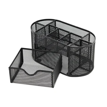 

Metal Desk Organizer Mesh Box For Pen Holder Container Office School Supplies Pencil Makeup Brush Storage Case With 9 Cell