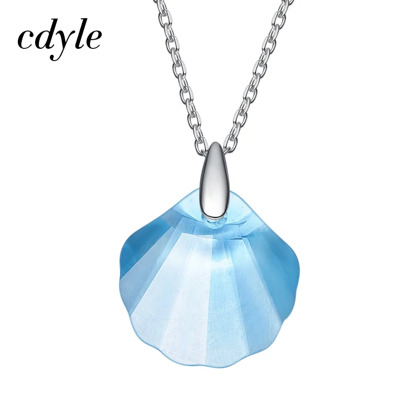 

Cdyle Embellished with crystals Pendant Women Pendants 925 Sterling Silver Blue Fashion Jewelry Shell Shape