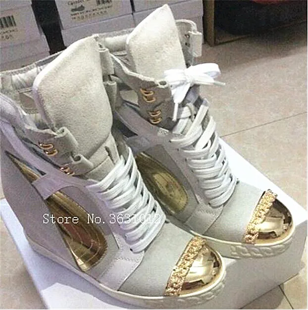 

2018 Flats Wedged Women Ankle Boots Trainer Boot Cut-outs High Top Emboss Height Suede Lace Up Zapatillas Deportivas Mujer Shoes