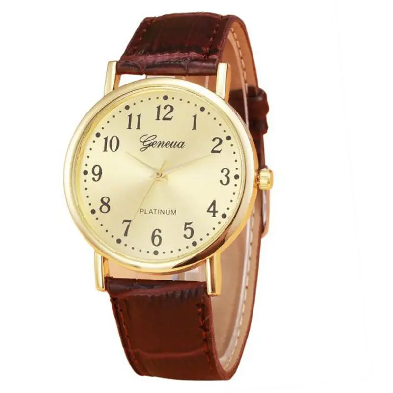 

2018 fashion Woman Mens Retro Design Leather Band Analog Alloy Quartz Wrist Watch c829