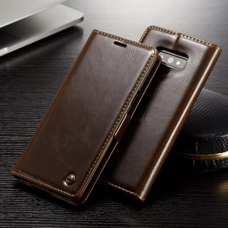 

CaseMe Phone Cases Original Brand Genuine Leather Magnet Auto Flip Card Wallet Case Phone Cover For Samsung Galaxy Note 9 JS0004