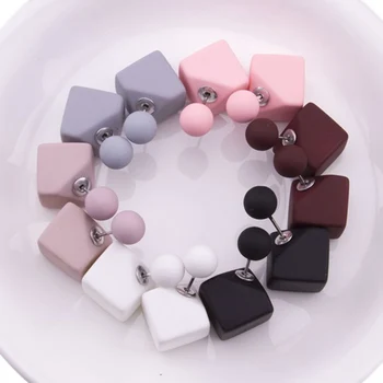 

6 Pairs Mix Color Stud Earring Wholesale Earring Clip On Earring Square Double Sided Earring Jewelry for Women Gift