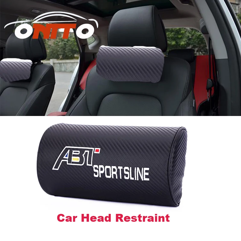 2pcs Leather Cotton Car Accessories Headrest Head Neck Rest Cushion Neck for ABT logo AUTO