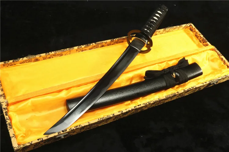 Класс ручной работы японский Танто меч черный высокоуглеродистая Сталь черный ножны очень sharp Полный Тан