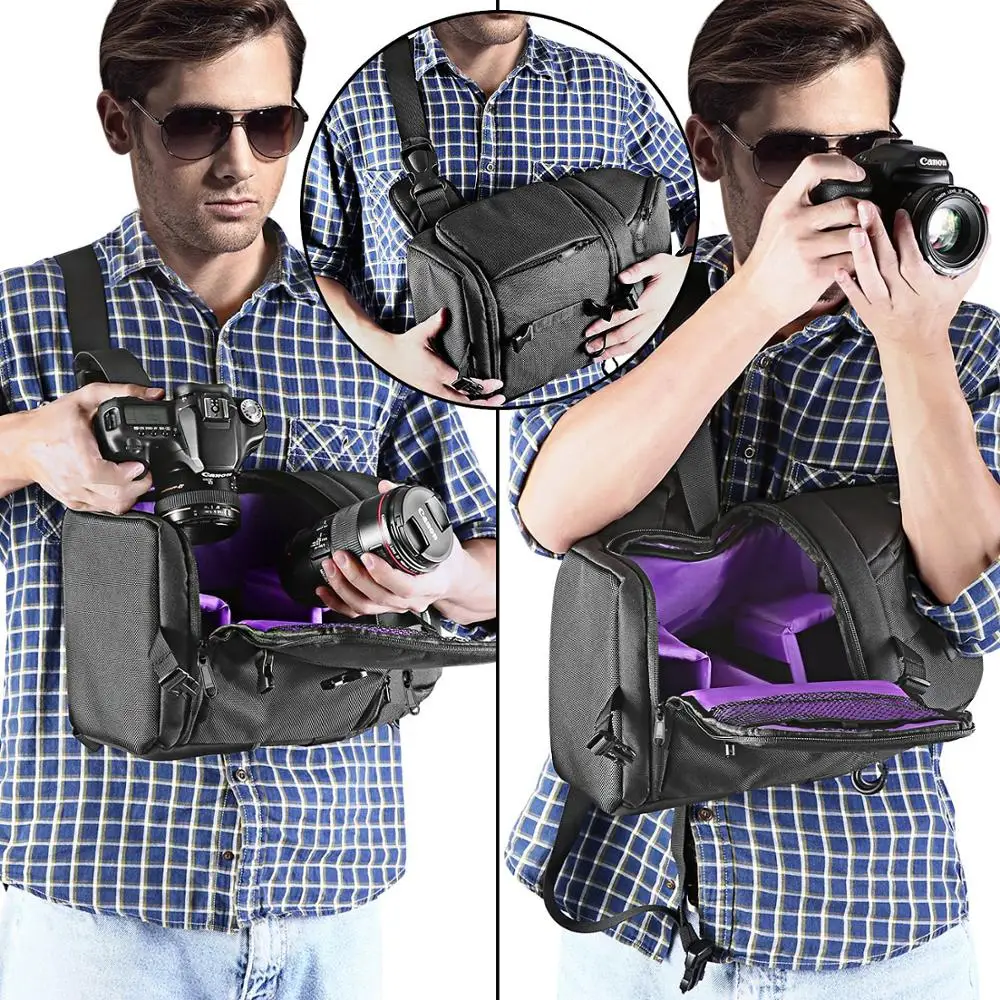 Bolsa de Armazenamento Durável à Prova Água e Rasgo Transporte para Dslr Neewer Profissional Sling Câmera Dslr Preto Case Mochila - Image 4