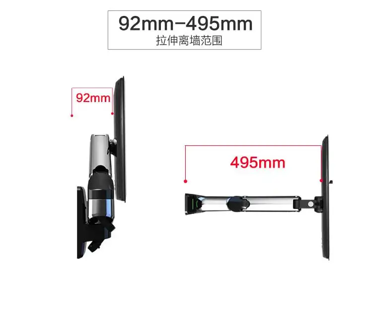 NB F450 газовая пружина 4"-50" светодиодный ЖК-телевизор настенный держатель для монитора с полным движением нагрузка на руку 17,6-35,2 фунта(8-16 кг) Макс. VESA 400*400 мм