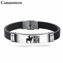 Мужские браслеты Canuo,, браслет с красной надписью Dead Redemption, регулируемые черные браслеты, ювелирные изделия, модные мужские браслеты для мальчиков