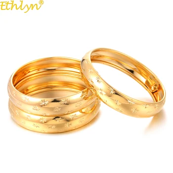 

Ethlyn 3pcs/lot Inner Diameter 6.0cm , Openable Small Gold Color Light Stars Carving Bracelets & bangles Young Girls Gift B179