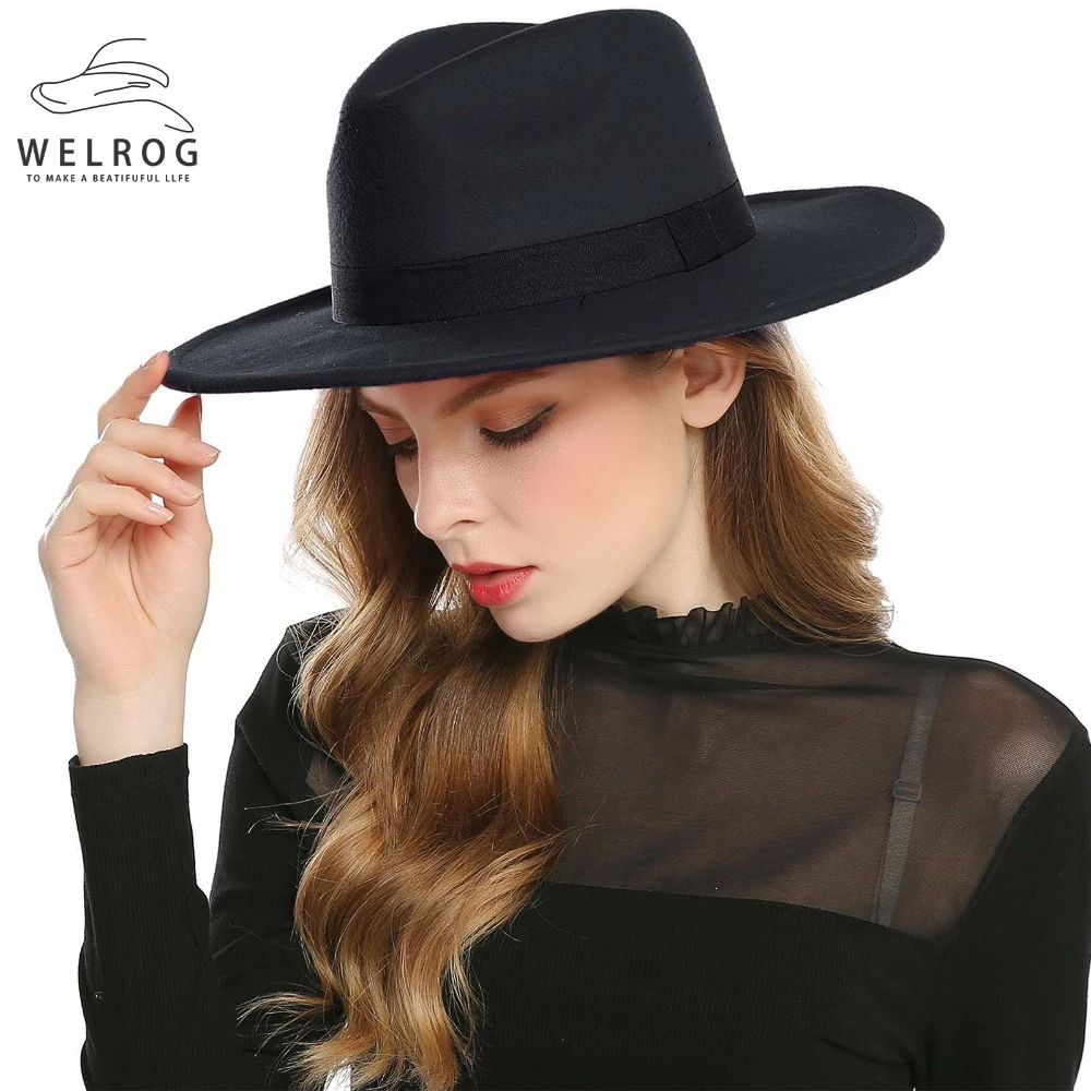 WELROG sombrero de ala plana para hombre y mujer, sombrero de Panamá de ala ancha hebilla de cinturón, Invierno|Fedoras para hombre| - AliExpress