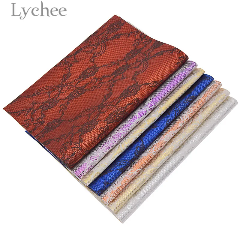 

Lychee Life A4 Lace Flower Embossed Faux PVC Leather Fabric High Quality Synthetic Leather DIY Material For Handbag Garments